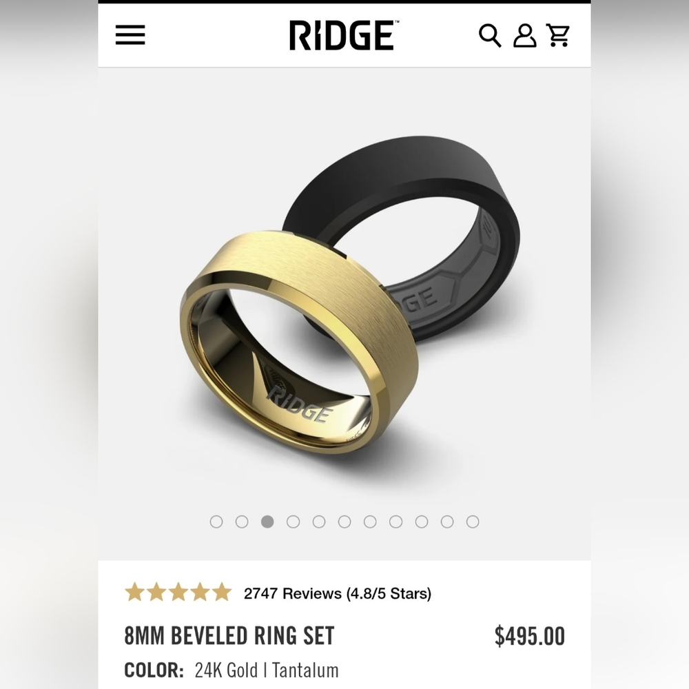 The Ridge Beveled Ring Set | 24K Gold, Size 10.5 - BRAND NEW - Picture 6 of 6